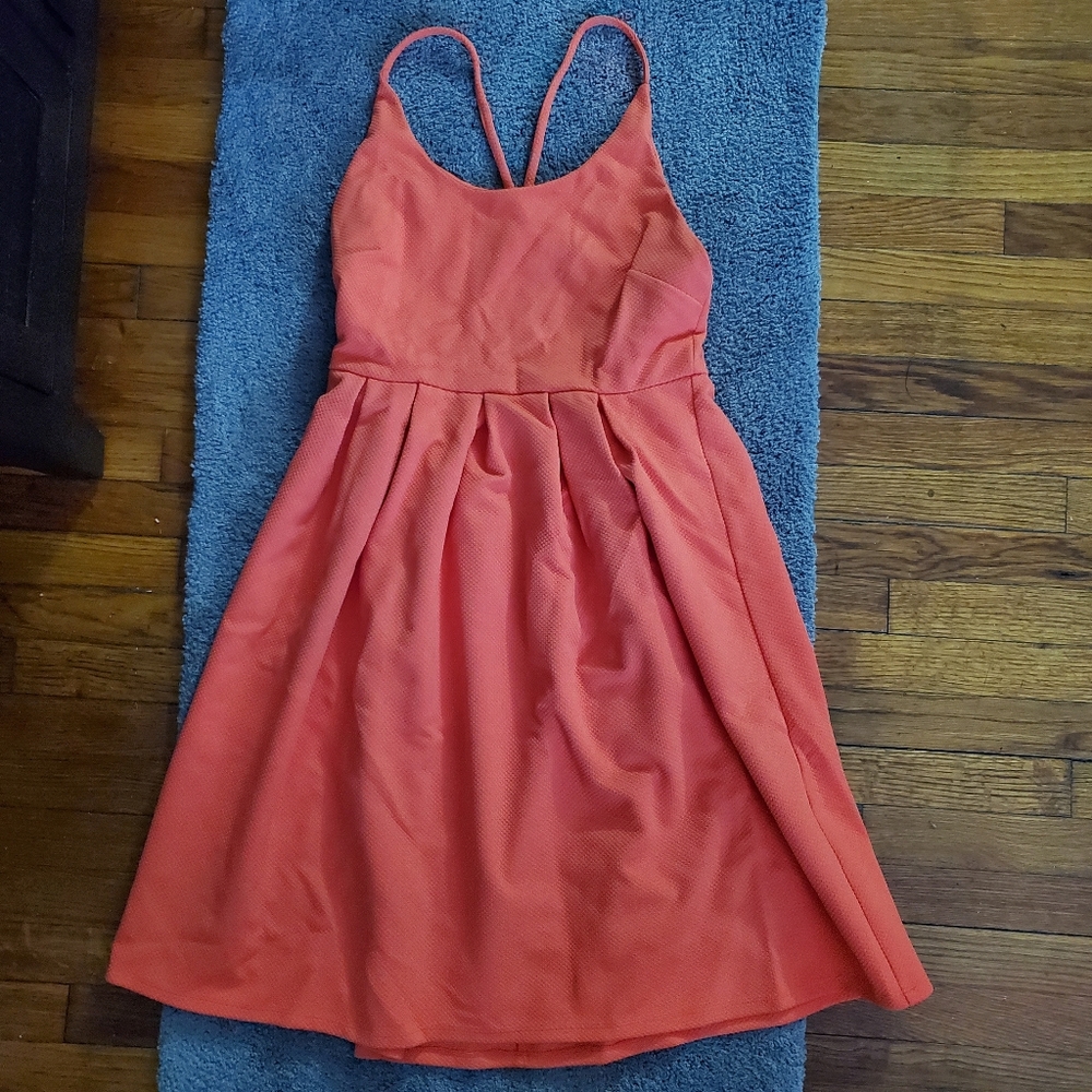 NWOT ASOS orange midi cross back halter dress